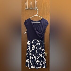 Laksmi Deep Blue And White Floral Dress